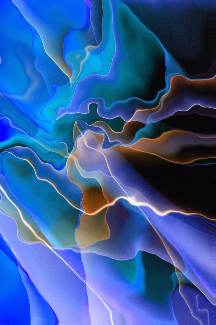 Colorful abstract image representing flowing waves in shades of blue and purple.